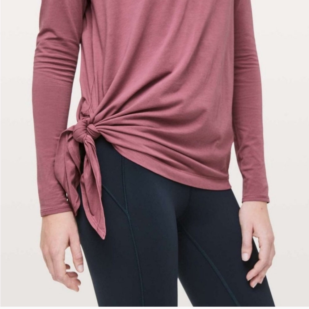 Lululemon Maeve To The Point Long Sleeve Assymetical Hem Side Tie Top - Picture 8 of 8
